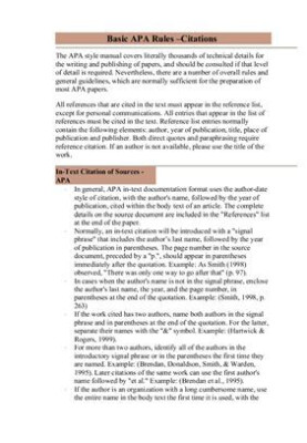 Basic APA Rules - Citations