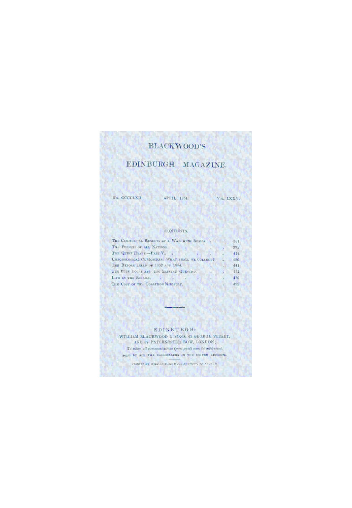Blackwood's Edinburgh magazine, Vol. 75, No. 462, April 1854