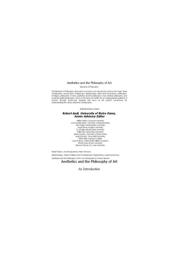 Aesthetics and the Philosophy of Art