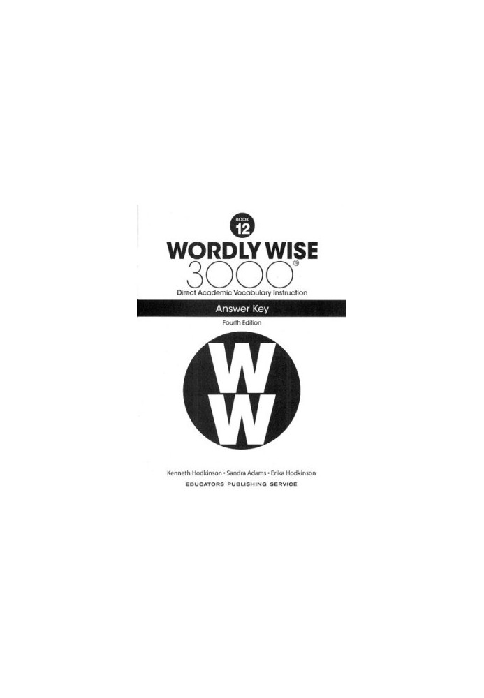 Wordly Wise, Grade 12, Student Book Answer Key (4th Edition)