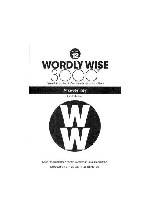 Wordly Wise, Grade 12, Student Book Answer Key (4th Edition)