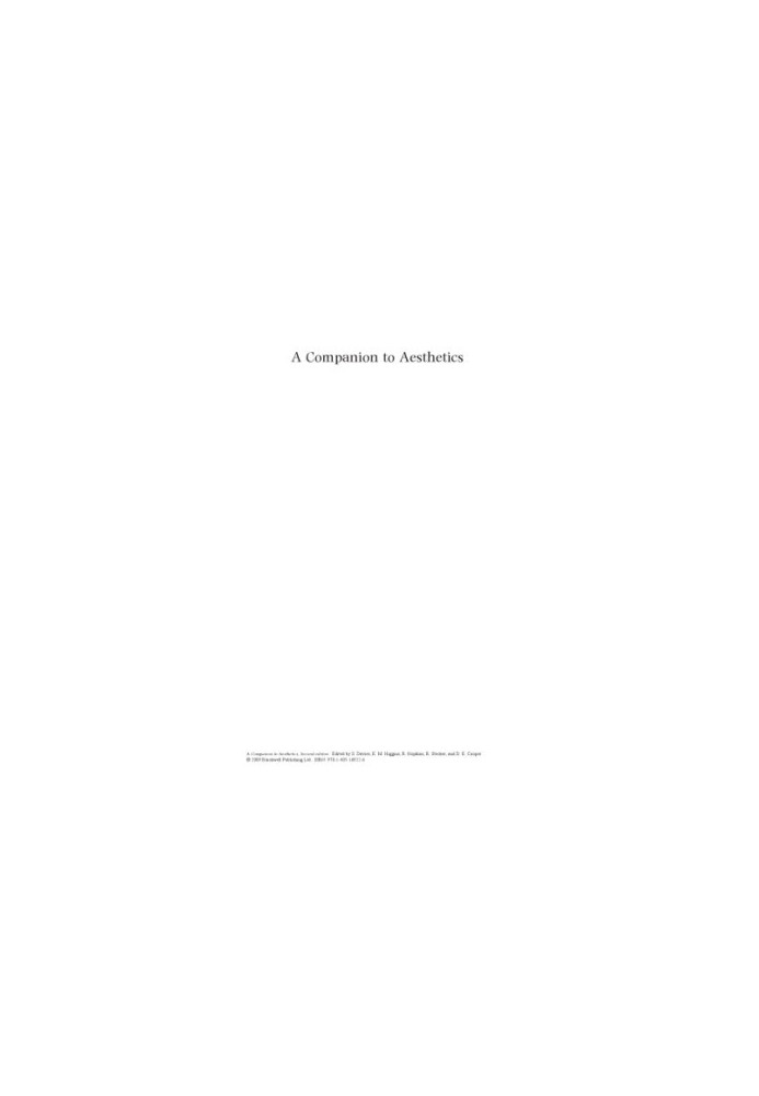 A Companion to Aesthetics, Second edition