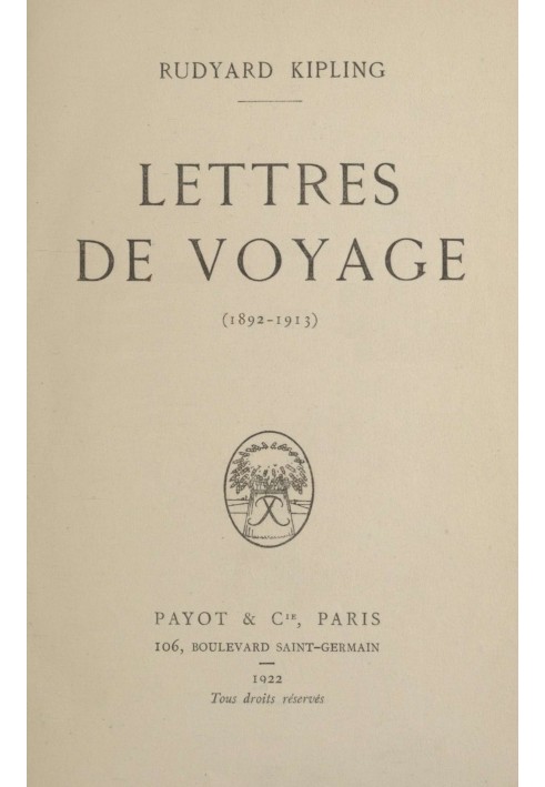 Travel letters (1892-1913)