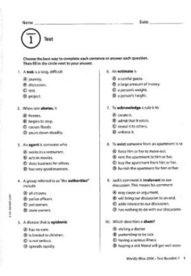 Wordly Wise, Grade 7, Test Booklet (4th Edition)