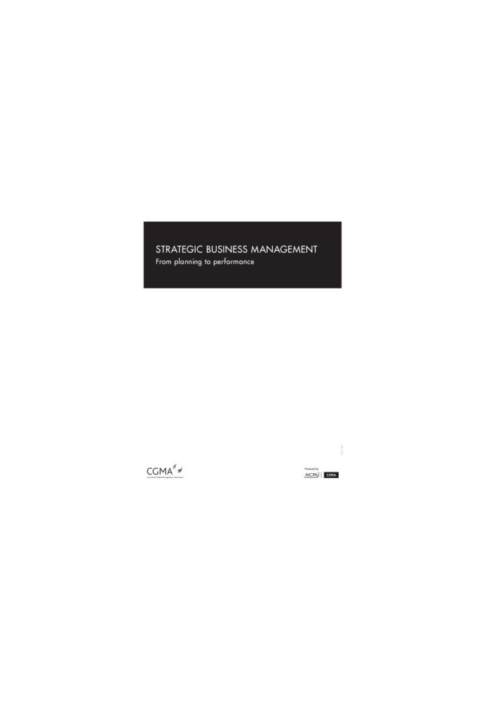 STRATEGIC BUSINESS MANAGEMENT : from planning to performance