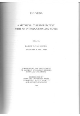 Rig Veda : a metrically restored text with an introduction and notes (only Introduction and Notes)