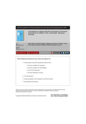 Considerations in Applying Benefit-Cost Analysis to Preventive Interventions for Children, Youth, and Families : Workshop Sum
