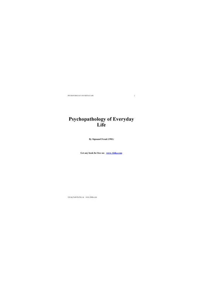 Psychopathology Of Everyday Life