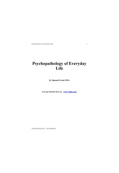 Psychopathology Of Everyday Life