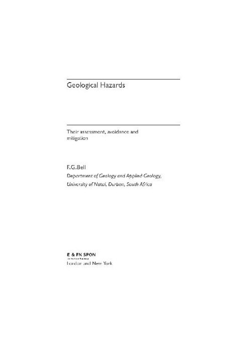 Geological hazards: their assessment, avoidance, and mitigation