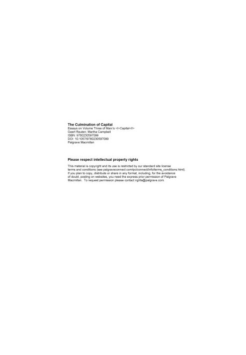 The Culmination of Capital: Essays on Volume III of Marx's Capital