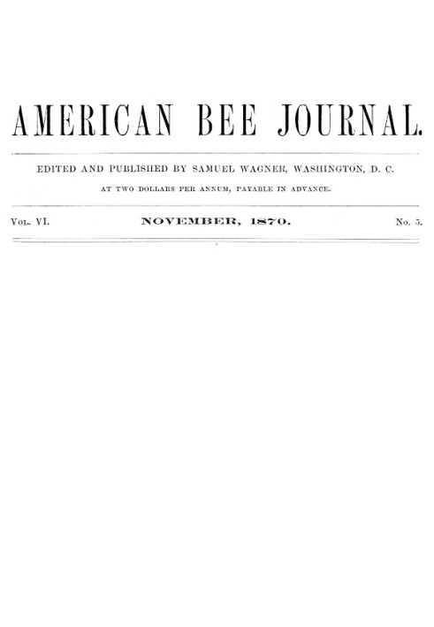 The American Bee Journal, Vol. VI., Number 5, November 1870