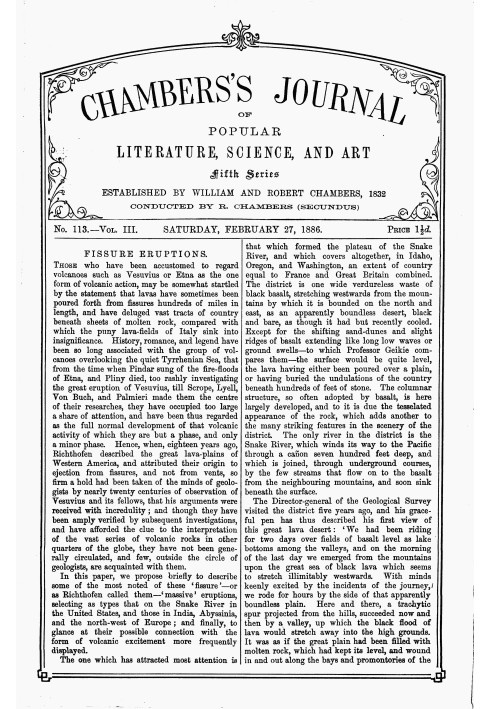 Журнал популярної літератури, науки та мистецтва Чемберса, п’ята серія, № 113, том. III, 27 лютого 1886 р