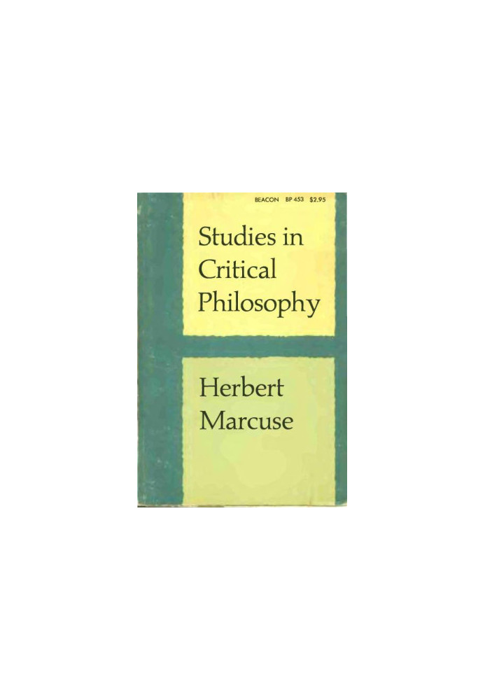 Studies in critical philosophy