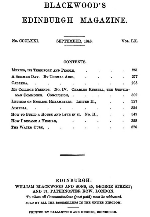 Blackwood's Edinburgh Magazine, том 60, номер 371, вересень 1846 р.