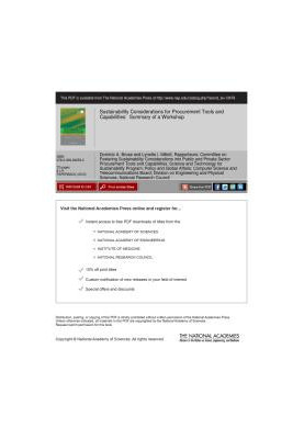 Sustainability Considerations for Procurement Tools and Capabilities: Summary of a Workshop