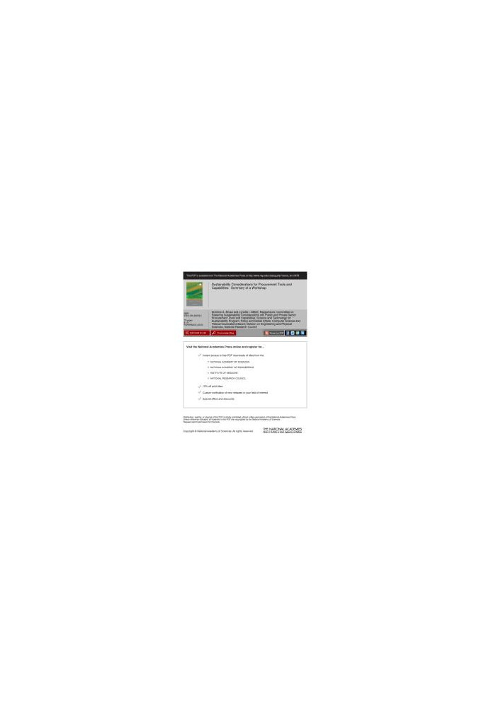 Sustainability Considerations for Procurement Tools and Capabilities: Summary of a Workshop