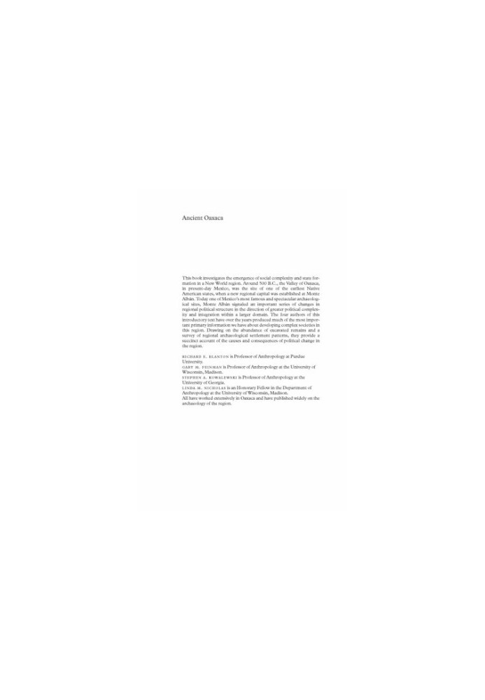 Ancient Oaxaca: The Monte Alban State