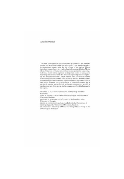 Ancient Oaxaca: The Monte Alban State