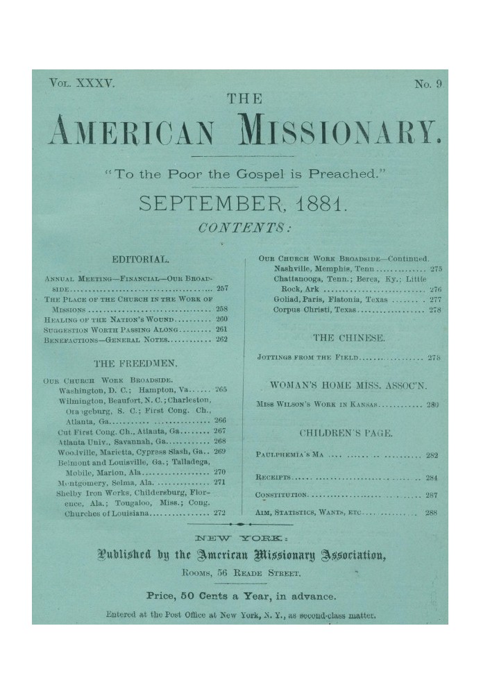 Американський місіонер — том 35, № 9, вересень 1881 р