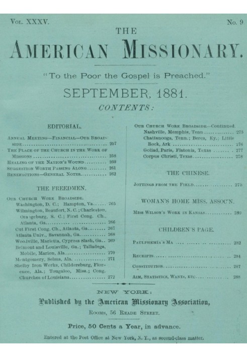 Американський місіонер — том 35, № 9, вересень 1881 р