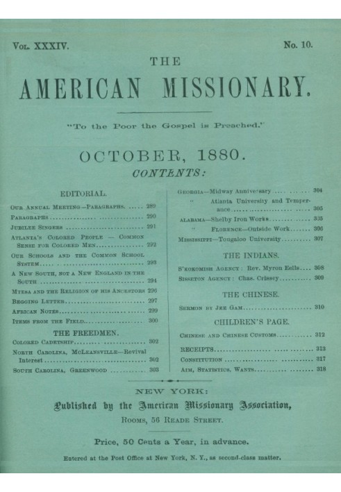 Американський місіонер — том 34, № 10, жовтень 1880 р