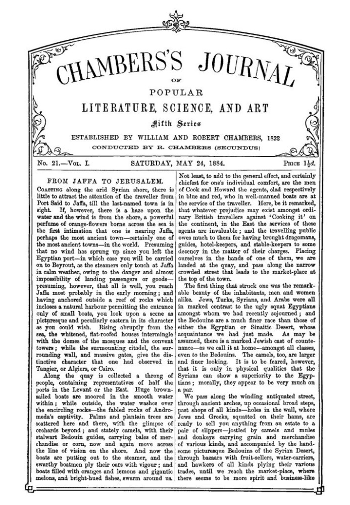 Chambers's Journal of Popular Literature, Science, and Art, Fifth Series, No. 21, Vol. I, May 24, 1884