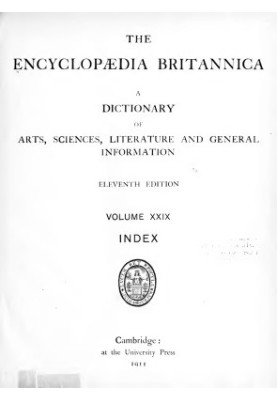 Encyclopedia Britannica - A dictionary of arts, sciences, literature and general information 11 ed. in 29 v. Volume 29 Index,
