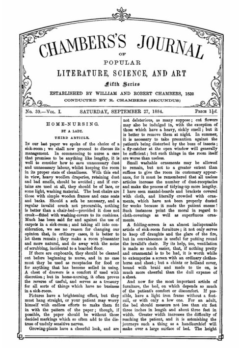 Журнал популярної літератури, науки та мистецтва Чемберса, п’ята серія, № 39, том. I, 27 вересня 1884 р
