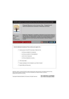Proposed Revisions to the Common Rule: Perspectives of Social and Behavioral Scientists: Workshop Summary