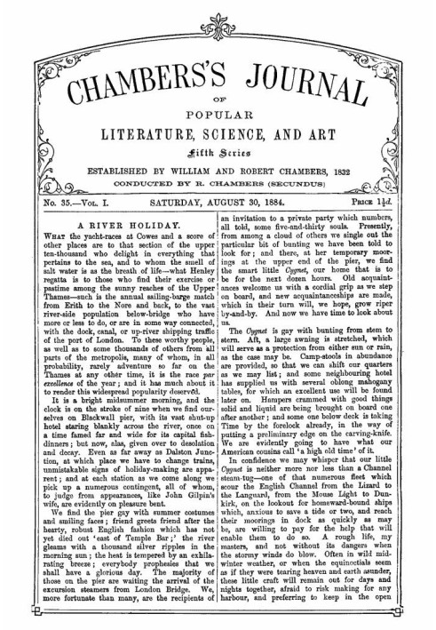 Журнал популярной литературы, науки и искусства Чемберса, пятая серия, № 35, том. I, 30 августа 1884 г.