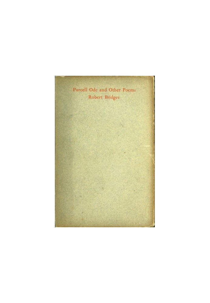 Purcell Ode, and Other Poems