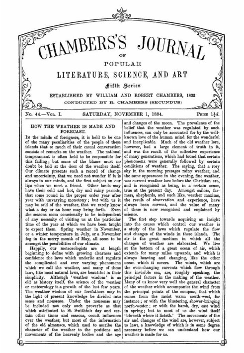 Журнал популярної літератури, науки та мистецтва Чемберса, п’ята серія, № 44, том. I, 1 листопада 1884 р