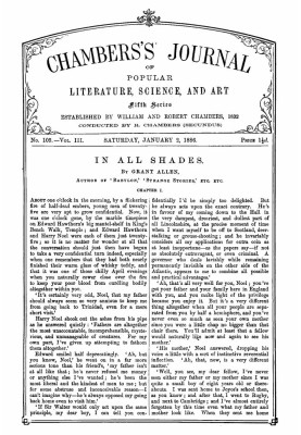 Chambers's Journal of Popular Literature, Science, and Art, Fifth Series, No. 105, Vol. III, January 2, 1886