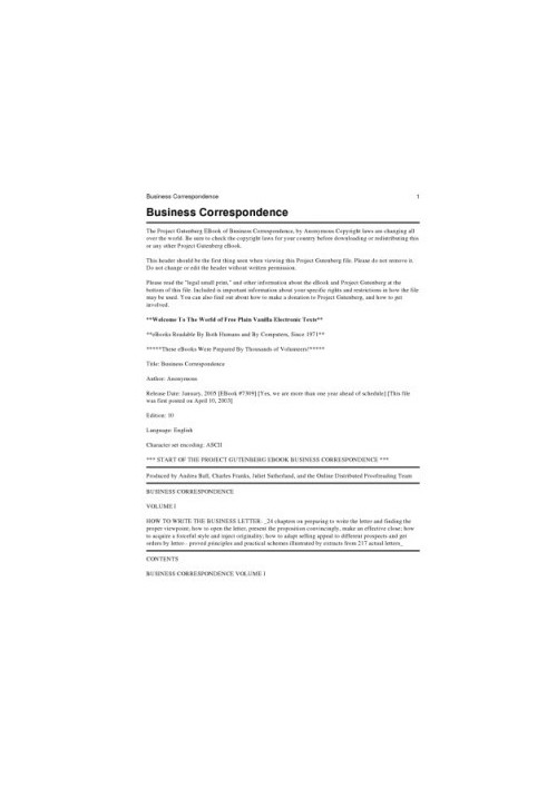 Business Correspondence