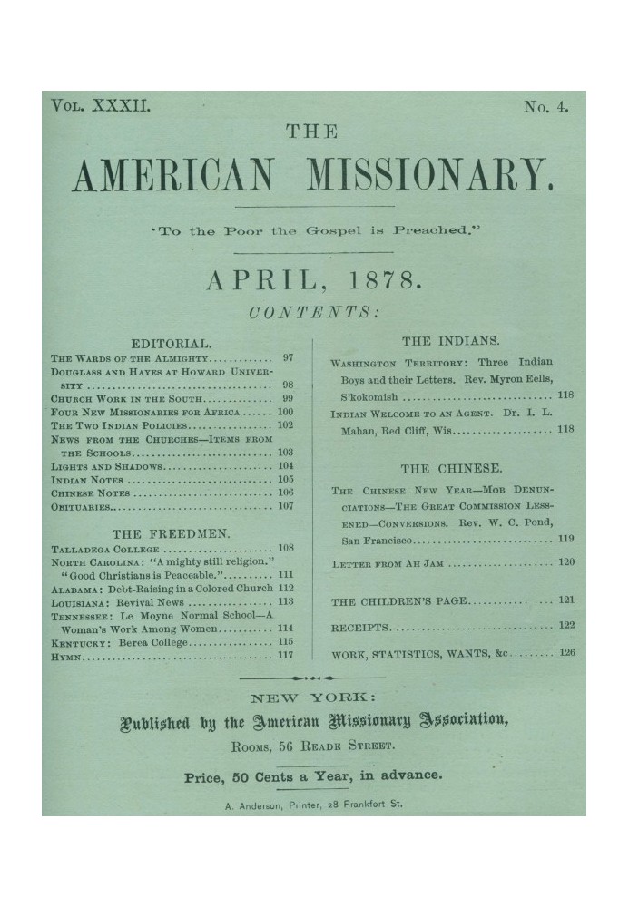 Американский миссионер - Том 32, № 04, апрель 1878 г.