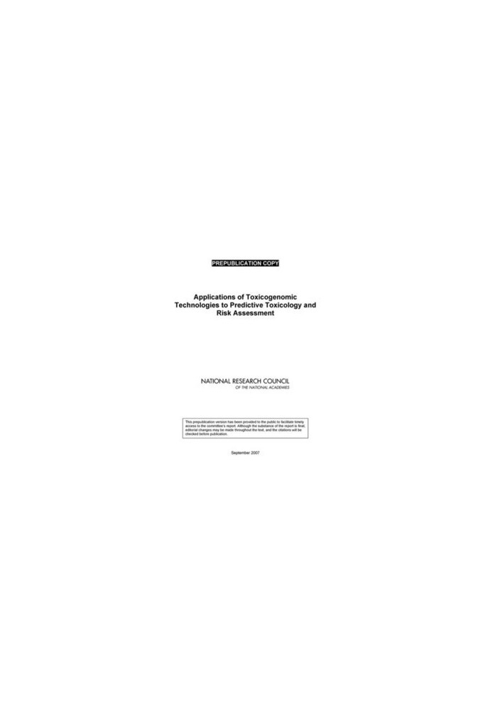 Applications of Toxicogenomic Technologies to Predictive Toxicology and Risk Assessment
