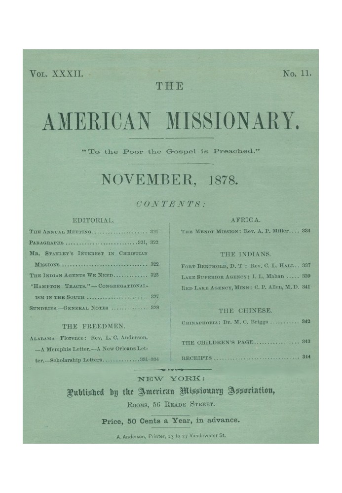 Американський місіонер — том 32, № 11, листопад 1878 р