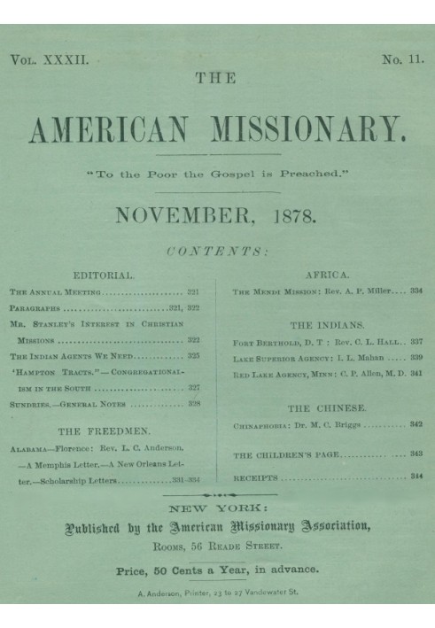 Американський місіонер — том 32, № 11, листопад 1878 р