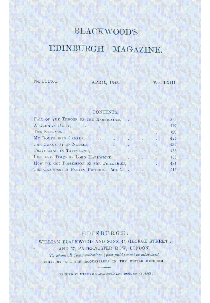 Blackwood's Edinburgh Magazine, Vol. 63, № 390, квітень 1848 р