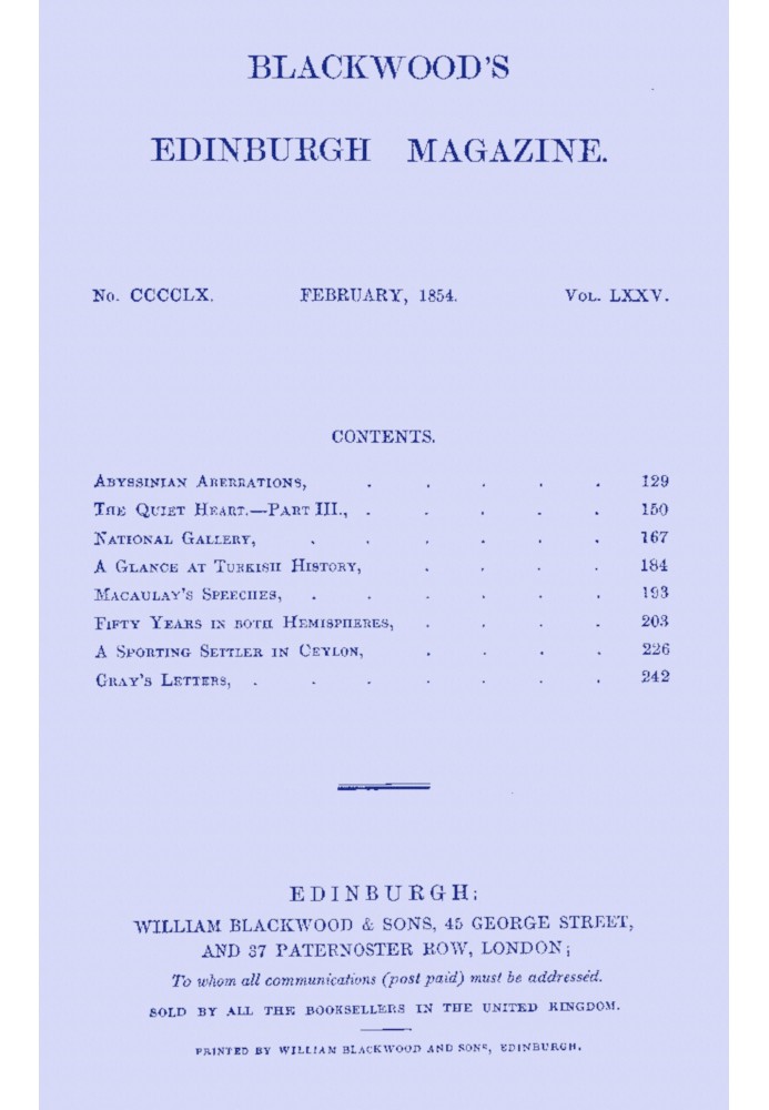 Blackwood's Edinburgh Magazine, Vol. 75, № 460, лютий 1854 р