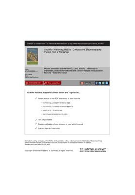 Sociality, Hierarchy, Health: Comparative Biodemography: a Collection of Papers