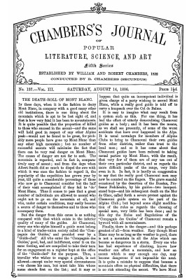 Chambers's Journal of Popular Literature, Science, and Art, fifth series, no. 137, vol. III, August 14, 1886