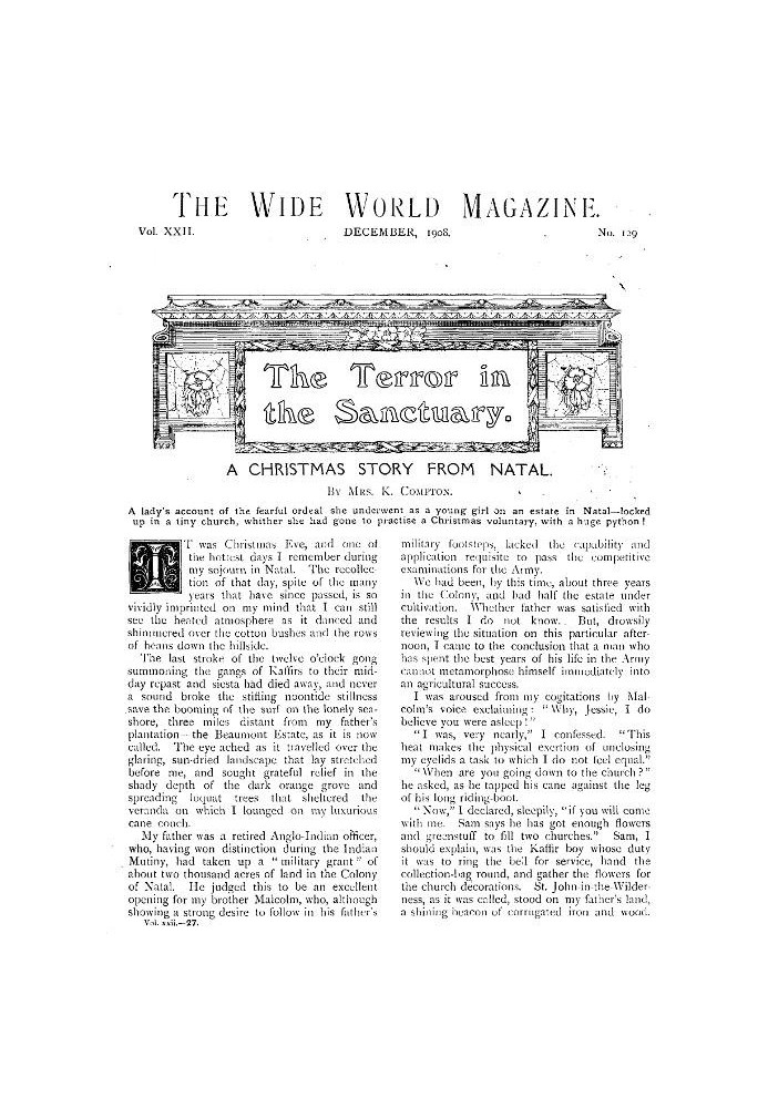 Журнал The Wide World, Vol. 22, № 129, грудень 1908 р