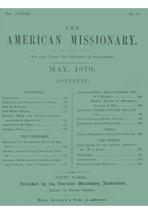 The American Missionary — Volume 33, No. 05, May, 1879