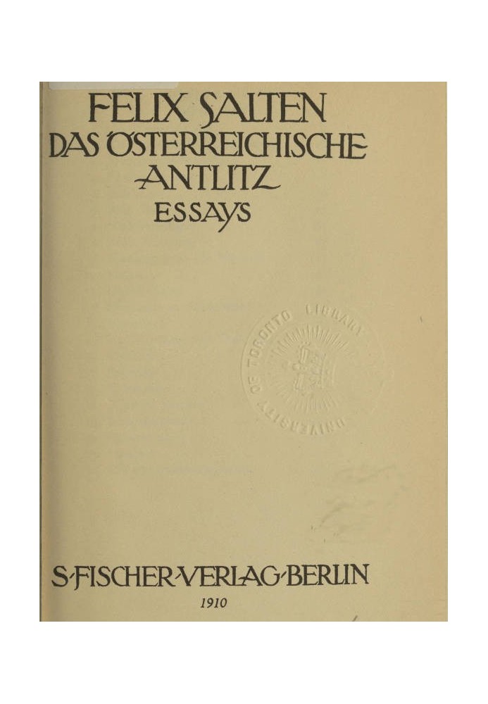 The Austrian Face: Essays