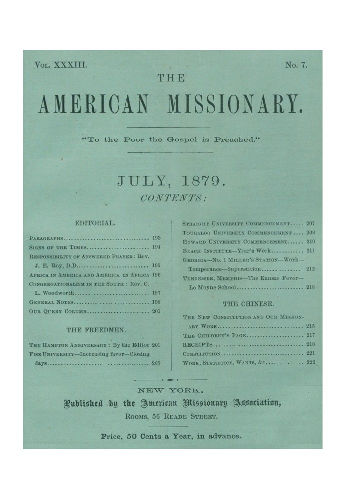 Американський місіонер — том 33, № 07, липень 1879 р