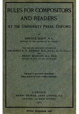 Rules for compositors and readers at the University Press, Oxford