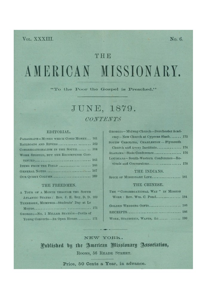 The American Missionary — Volume 33, No. 06, June, 1879