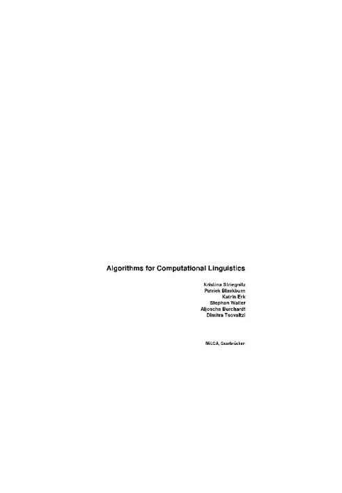 Algorithms for computational linguistics